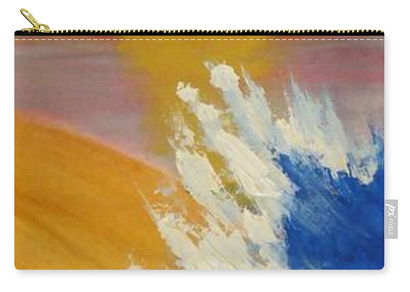Landscape Zip Pouch featuring the painting Surf at Sunset by Sharon Williams Eng