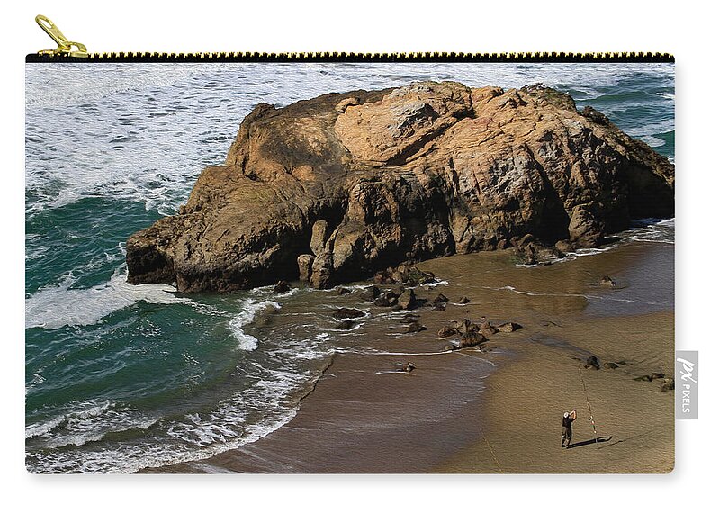 Bonnie Follett Carry-all Pouch featuring the photograph Surf Fishing at Ocean Beach by Bonnie Follett