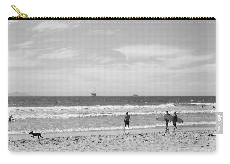 Beach Zip Pouch featuring the photograph Strollin on Dog Beach by Leah McPhail