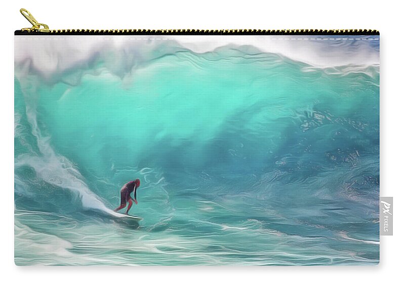 Surfing Zip Pouch featuring the painting Surfing by Harry Warrick