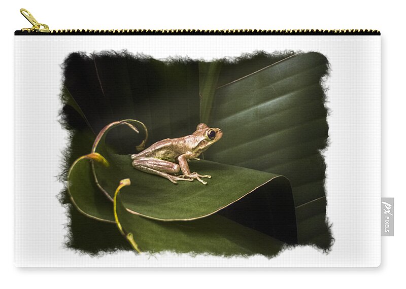 Frog Carry-all Pouch featuring the photograph Surfing the Wave Bordered by Debra and Dave Vanderlaan