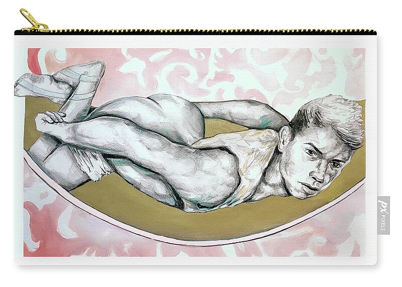Nude Figure Zip Pouch featuring the painting Surrender or Sacrifice by Rene Capone