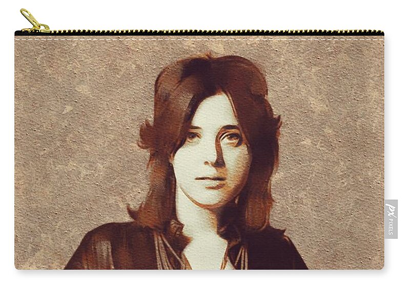 Suzi Zip Pouch featuring the painting Suzi Quatro, Music Legend by Esoterica Art Agency