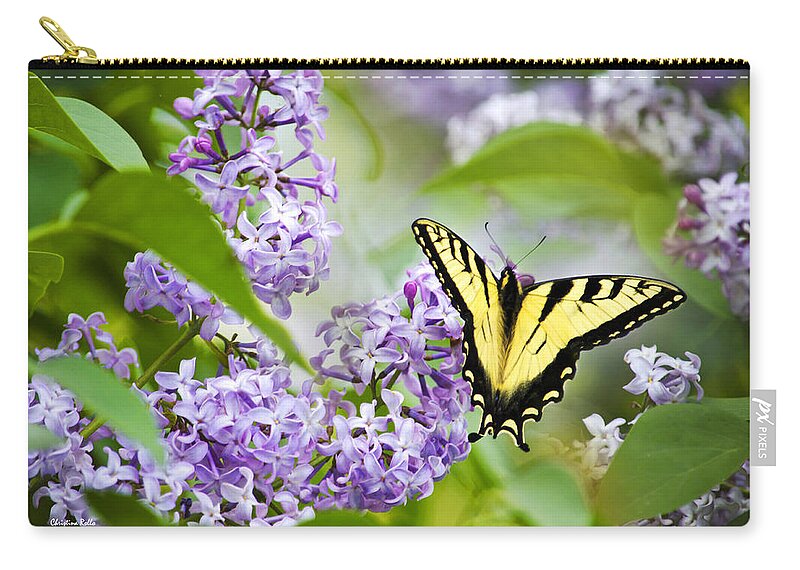 Butterfly Zip Pouch featuring the photograph Swallowtail Butterfly on Lilacs by Christina Rollo