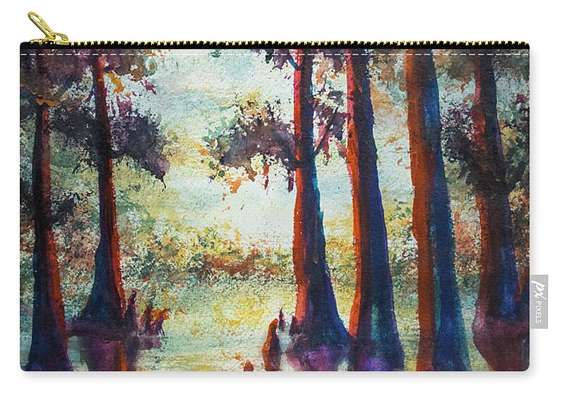 Landscape Zip Pouch featuring the painting SwampLight by Francelle Theriot