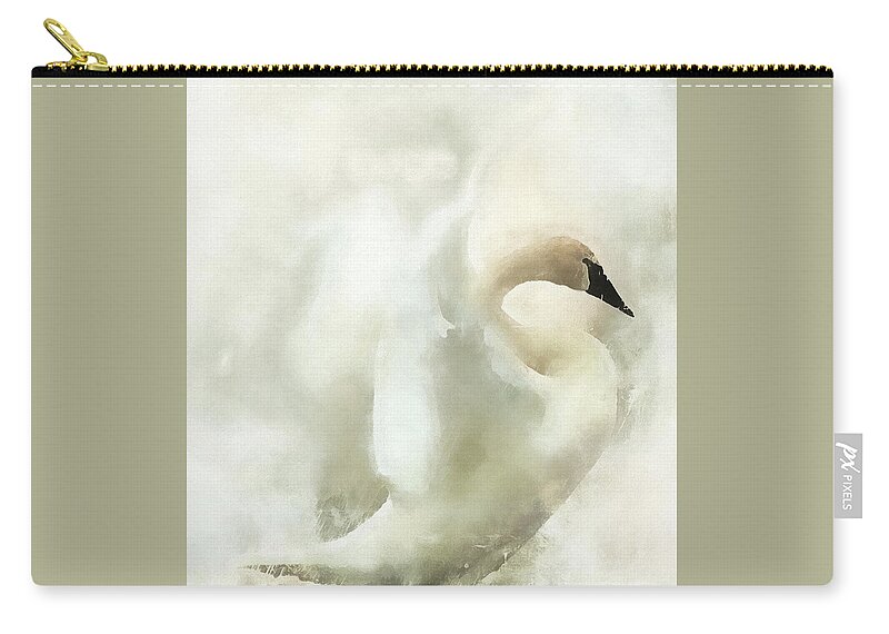 Bird Zip Pouch featuring the photograph Swan ByMoonlight by Kathy Bassett