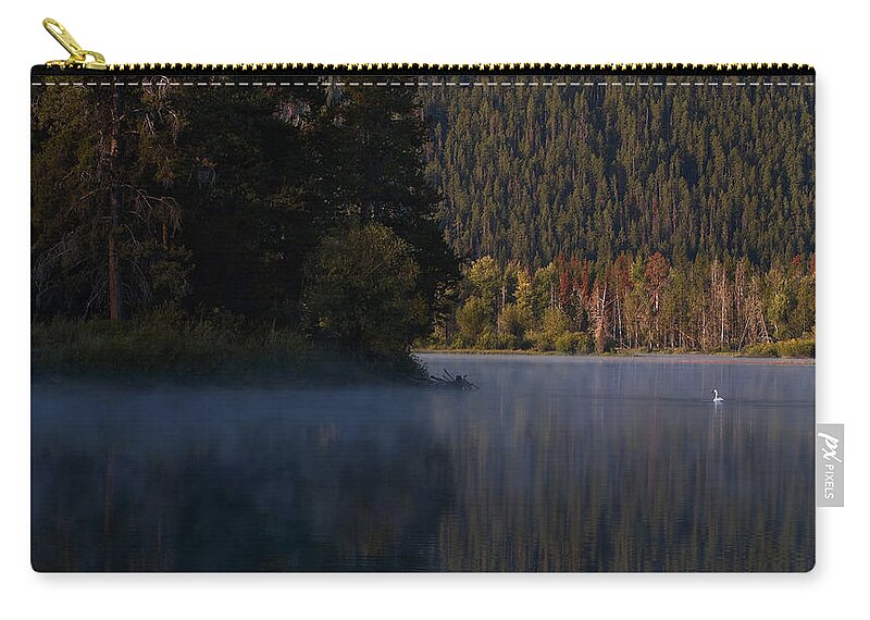 Evergreen Zip Pouch featuring the photograph Swan Lake by David Andersen