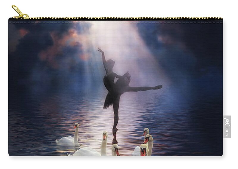 Swan Lake Carry-all Pouch featuring the digital art Swan Lake by Lilia D
