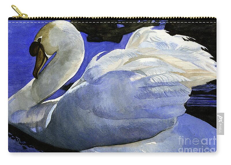 Swan Zip Pouch featuring the painting Swan by Shari Nees