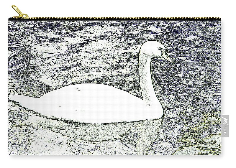Swan Zip Pouch featuring the photograph Swan sketch by Manuela Constantin