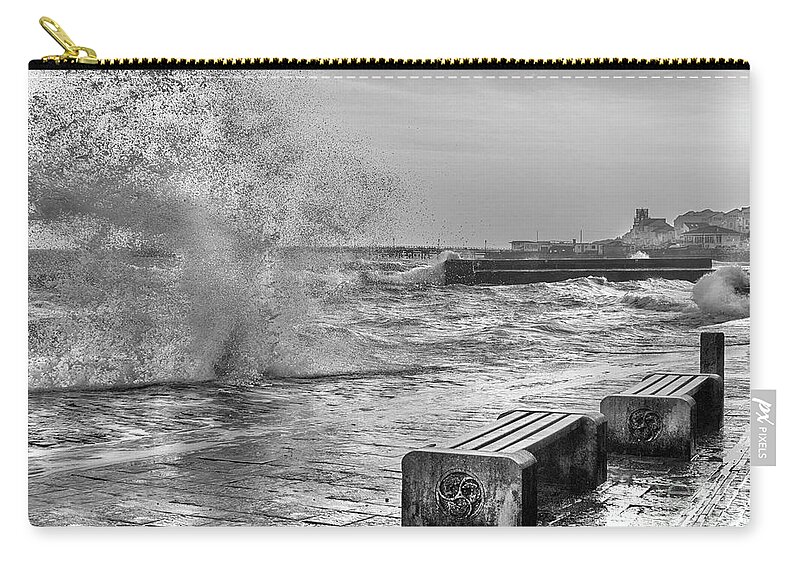 Rough Seas Zip Pouch featuring the photograph Swanage Storm by Linsey Williams