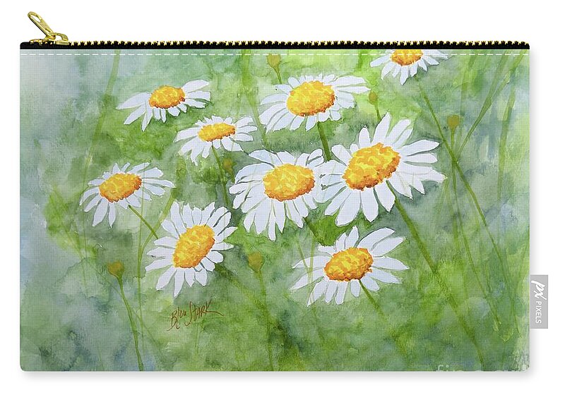 Barrieloustark Zip Pouch featuring the painting Swaying Daisies by Barrie Stark