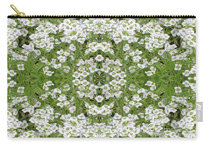 Flower Zip Pouch featuring the digital art Sweet Alyssum Abstract by Linda Phelps
