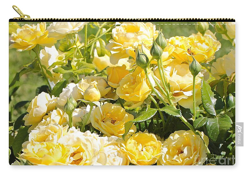 Rose Zip Pouch featuring the photograph Sweet Yellow Roses by Carol Groenen