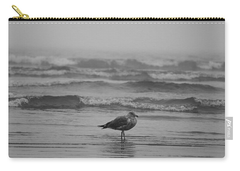 Lynn Zip Pouch featuring the photograph Swept up in the waves Lynn Seagull by Toby McGuire