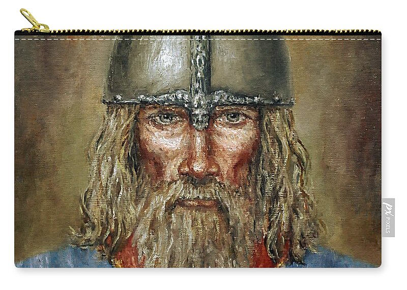 Viking Zip Pouch featuring the painting Sweyn Forkbeard by Arturas Slapsys