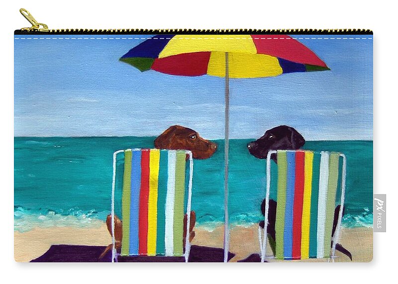 Labrador Retriever Zip Pouch featuring the painting Swim by Roger Wedegis