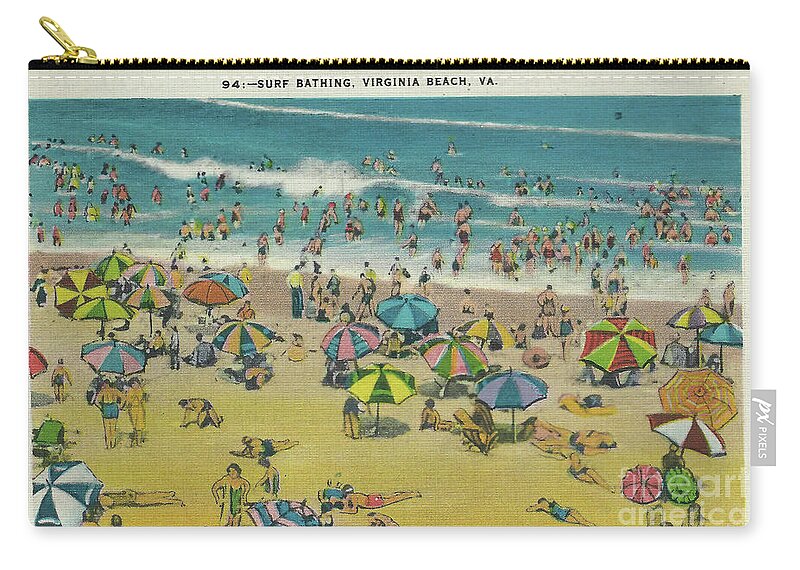 Photoshop Zip Pouch featuring the digital art Swimming At Virginia Beach by Melissa Messick
