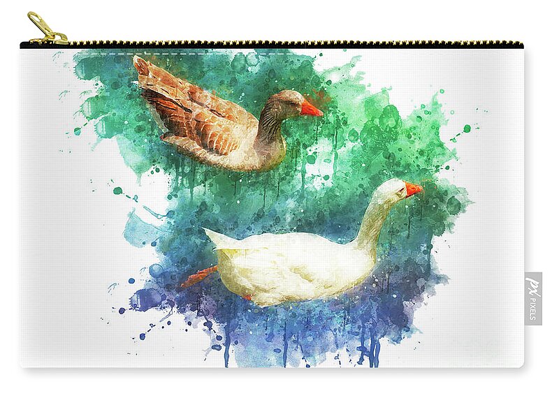 Watercolor Zip Pouch featuring the digital art Swimming Through Life by Mary Machare
