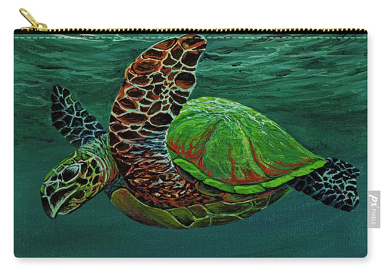 Animal Carry-all Pouch featuring the painting Swimming With Aloha by Darice Machel McGuire