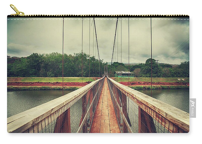 Hanapepe Swinging Bridge Zip Pouch featuring the photograph Swinging by Laurie Search
