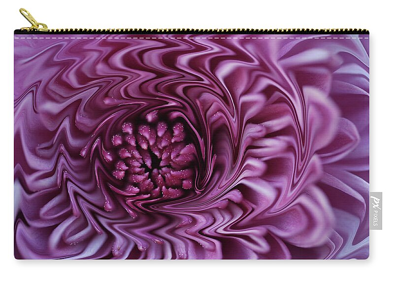 Flower Zip Pouch featuring the photograph Purple Mum Abstract by Glenn Gordon