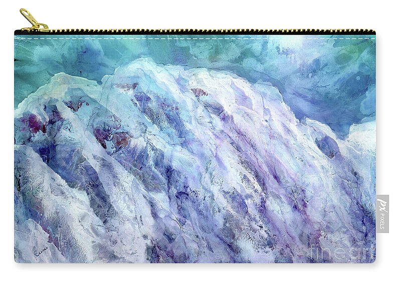 Mountains Zip Pouch featuring the mixed media Swiss Alps - My Interpretation by Eunice Warfel