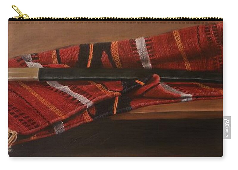 Still Life Realism Canvas Zip Pouch featuring the painting Sword by Mourad Abdalla