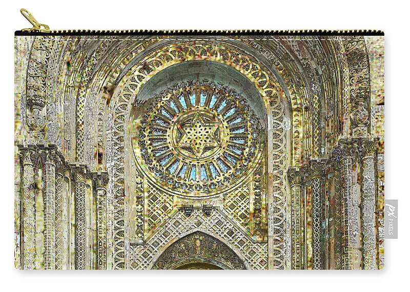 Exit Zip Pouch featuring the mixed media Synagogue by Tony Rubino