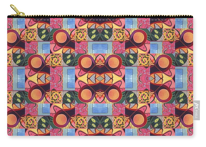 Symmetry Zip Pouch featuring the digital art Synchronicity - A T J O D 1 and 9 Arrangement by Helena Tiainen