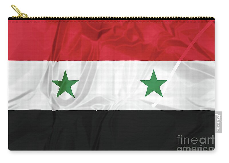 Syrian Zip Pouch featuring the photograph Syria National Flag by Benny Marty