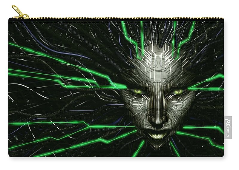 System Shock Zip Pouch featuring the digital art System Shock by Super Lovely