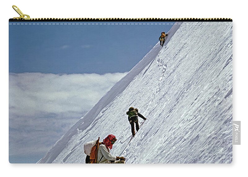 T104106 Zip Pouch featuring the photograph T-104106 Climbing Steep Ice on Mt. Baker 1957 by Ed Cooper Photography