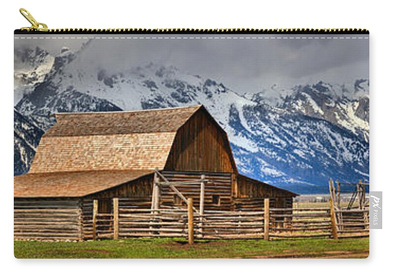 Moulton Barn Zip Pouch featuring the photograph T A Moulton Barn Spring Panorama by Adam Jewell