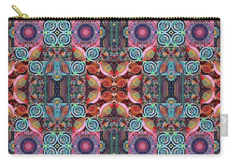 The Joy Of Design By Helena Tiainen Zip Pouch featuring the mixed media T J O D Mandala Series Puzzle 7 Arrangement 1 Multiplied by Helena Tiainen