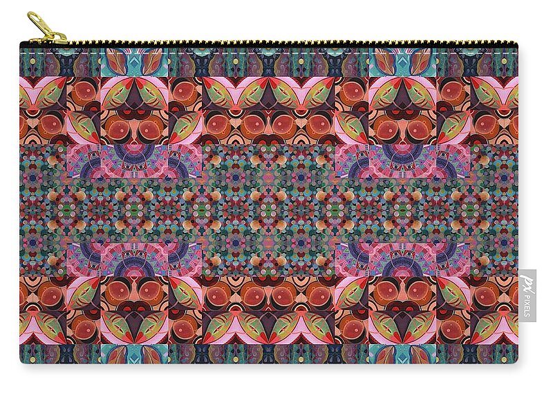 Organic Abstraction Zip Pouch featuring the mixed media T J O D Mandala Series Puzzle 7 Arrangement 3 Multiplied by Helena Tiainen