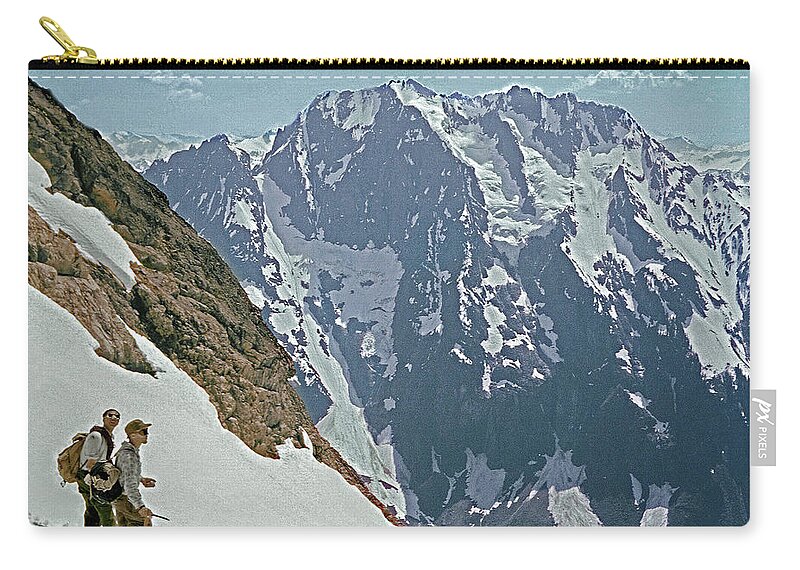 T04402 Zip Pouch featuring the photograph T04402 Beckey and Hieb after Forbidden Peak 1st Ascent by Ed Cooper Photography
