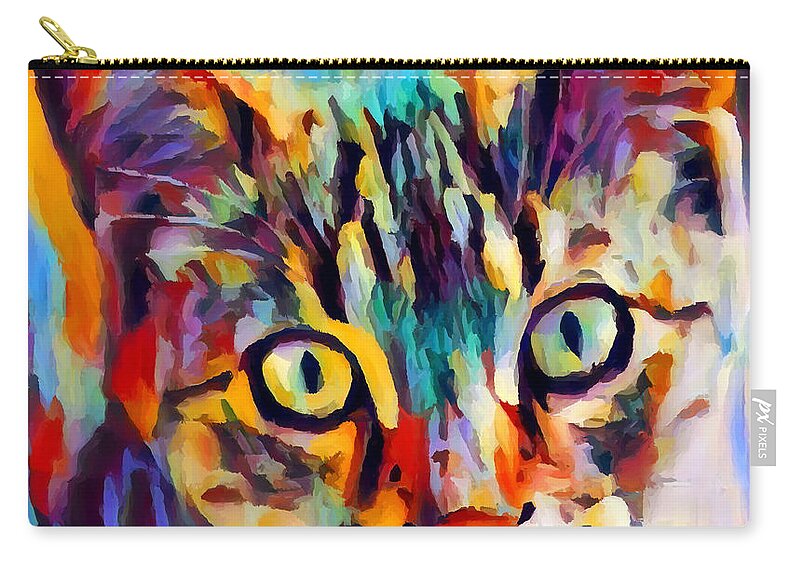 Tabby Zip Pouch featuring the painting Tabby Portrait by Chris Butler