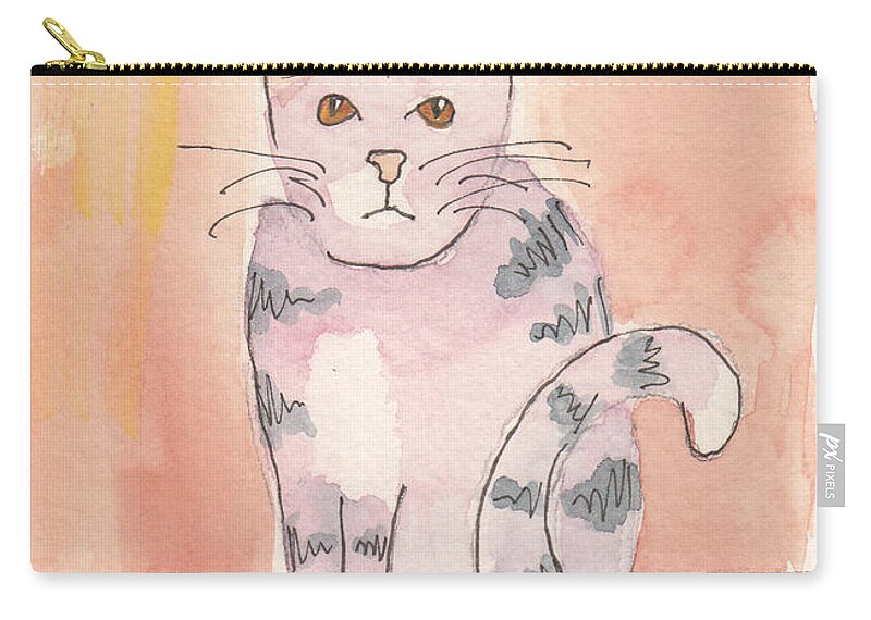 Cat Zip Pouch featuring the painting Tabby by Terry Taylor