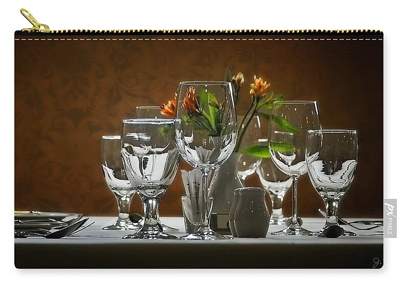 Glasses Zip Pouch featuring the photograph Table Setting by Joe Bonita