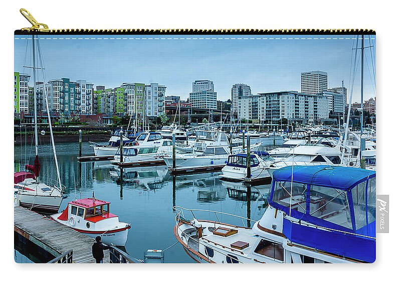 Tacoma Zip Pouch featuring the photograph Tacoma Waterfront Marina,Washington by Sal Ahmed
