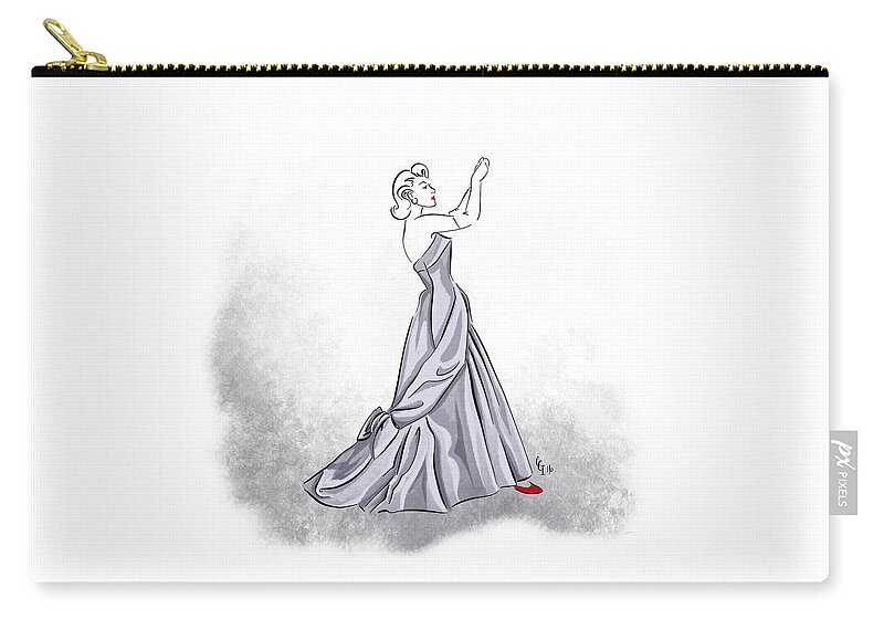 Retro Zip Pouch featuring the digital art Taffeta gown by Cindy Garber Iverson
