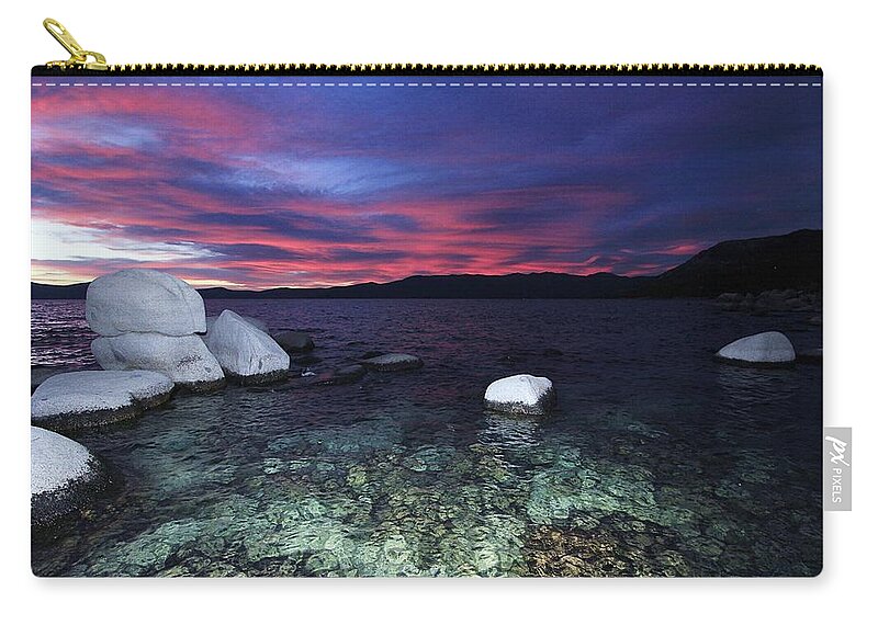 Lake Tahoe Zip Pouch featuring the photograph Tahoe Twilight Jewels by Sean Sarsfield