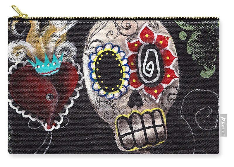 Day Of The Dead Carry-all Pouch featuring the painting Take my Heart by Abril Andrade