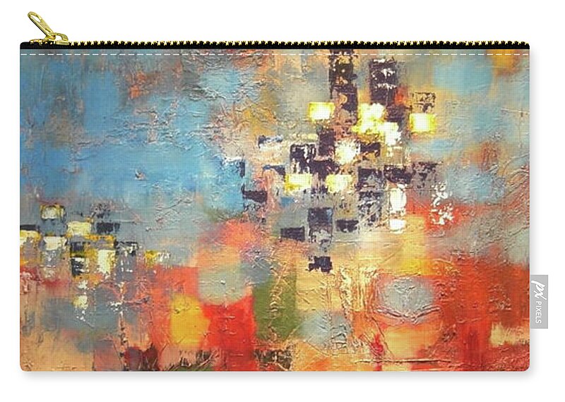 Contemporary Abstract Carry-all Pouch featuring the painting Tall Building by Dennis Ellman