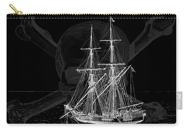 Tall Ship At Night Zip Pouch featuring the photograph Tall Ship at Night by Wes and Dotty Weber