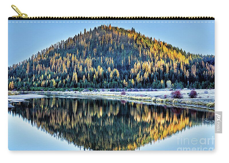 Cougar Mountain Lodge Zip Pouch featuring the photograph Tamarack Glow Idaho Landscape Art by Kaylyn Franks by Kaylyn Franks
