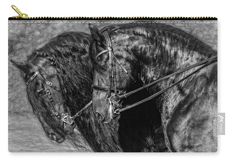 Tandem Friesians Zip Pouch featuring the photograph Tandem Friesians by Wes and Dotty Weber