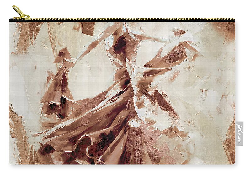 Jazz Zip Pouch featuring the painting Tango Dance 9910J by Gull G