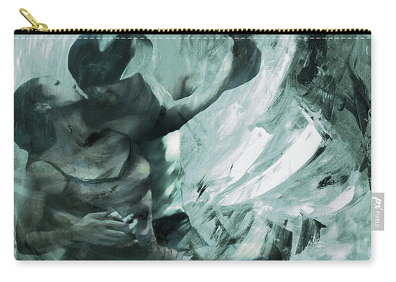 Tango Zip Pouch featuring the painting Tango Dance light blue by Gull G